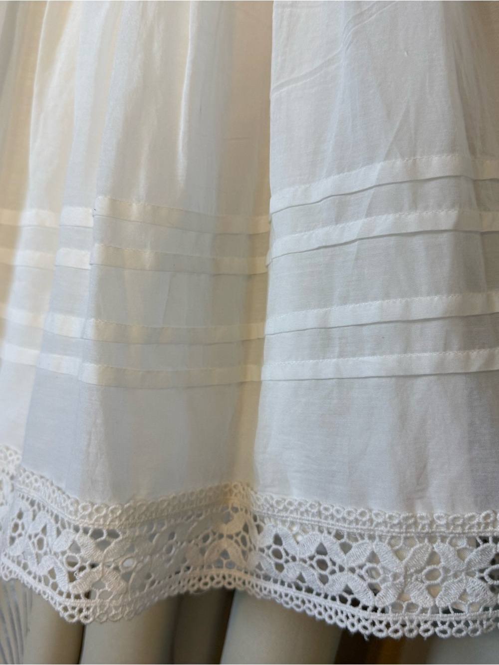 Free People White Babydoll Lace-Trim Mini Dress - Picture 14 of 14